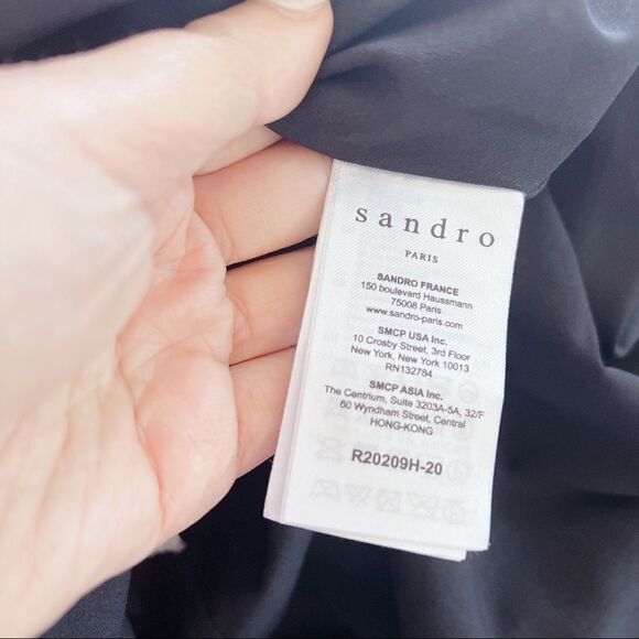 Sandro Helsinki White Black Two Tone Lace Neck Tie Mini Dress XS - Picture 12 of 12